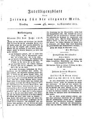 Zeitung für die elegante Welt Dienstag 24. September 1805