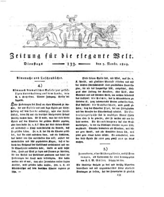 Zeitung für die elegante Welt Dienstag 5. November 1805