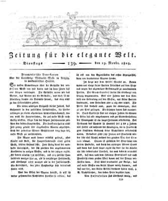 Zeitung für die elegante Welt Dienstag 19. November 1805