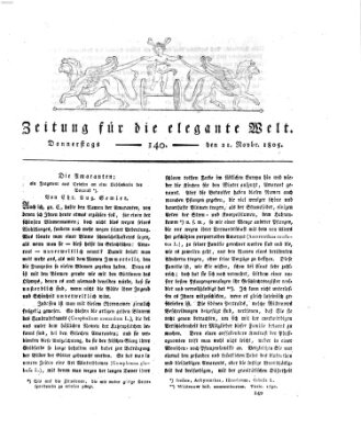 Zeitung für die elegante Welt Donnerstag 21. November 1805