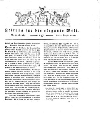 Zeitung für die elegante Welt Samstag 7. Dezember 1805