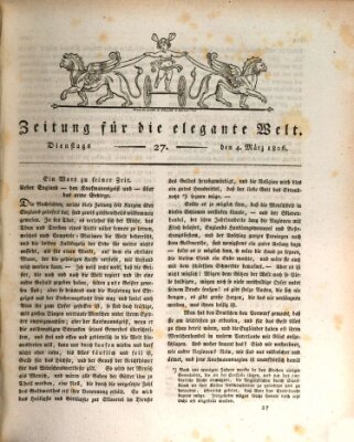 Zeitung für die elegante Welt Dienstag 4. März 1806