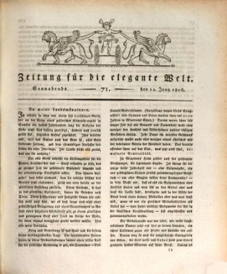 Zeitung für die elegante Welt Samstag 14. Juni 1806