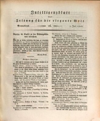 Zeitung für die elegante Welt Samstag 5. Juli 1806