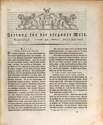 Zeitung für die elegante Welt Donnerstag 31. Juli 1806