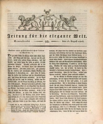 Zeitung für die elegante Welt Samstag 16. August 1806