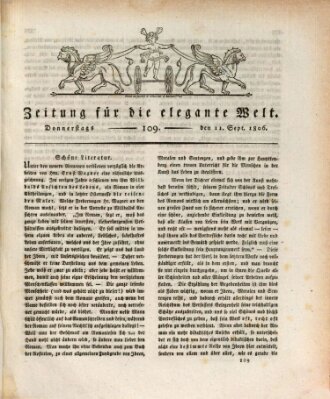 Zeitung für die elegante Welt Donnerstag 11. September 1806