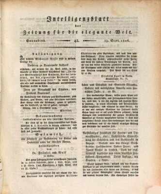 Zeitung für die elegante Welt Samstag 13. September 1806