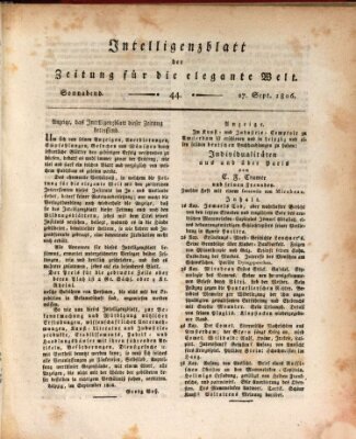 Zeitung für die elegante Welt Samstag 27. September 1806