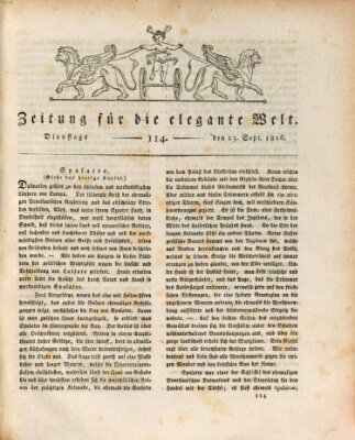 Zeitung für die elegante Welt Dienstag 23. September 1806