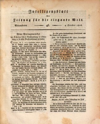 Zeitung für die elegante Welt Samstag 4. Oktober 1806