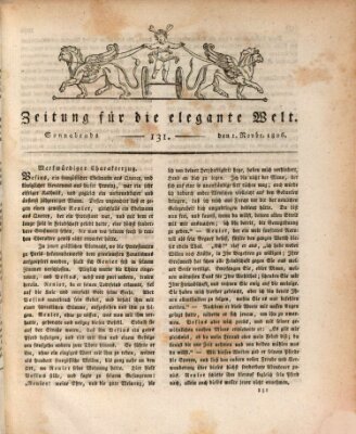 Zeitung für die elegante Welt Samstag 1. November 1806