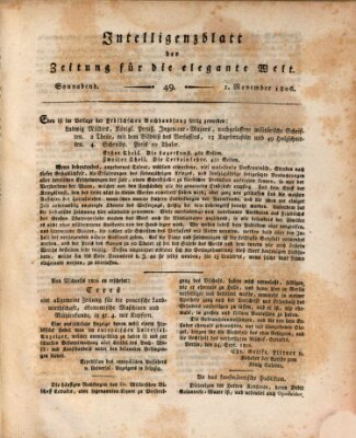 Zeitung für die elegante Welt Samstag 1. November 1806