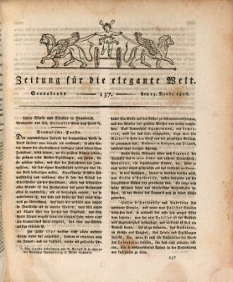 Zeitung für die elegante Welt Samstag 15. November 1806