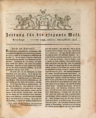 Zeitung für die elegante Welt Dienstag 18. November 1806