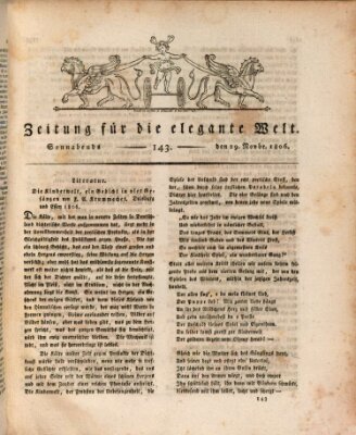 Zeitung für die elegante Welt Samstag 29. November 1806