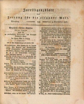 Zeitung für die elegante Welt Dienstag 9. Dezember 1806