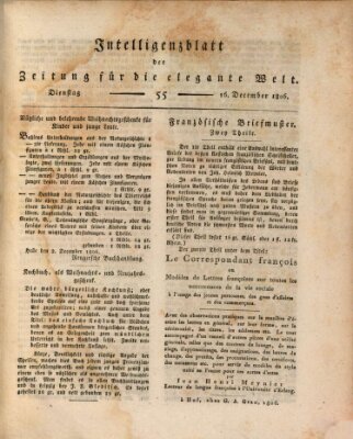 Zeitung für die elegante Welt Dienstag 16. Dezember 1806