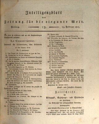 Zeitung für die elegante Welt Freitag 13. Februar 1807