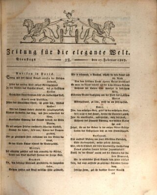 Zeitung für die elegante Welt Dienstag 17. Februar 1807