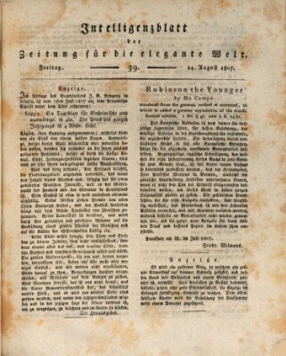 Zeitung für die elegante Welt Freitag 14. August 1807