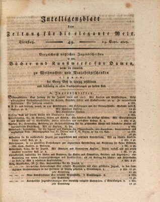 Zeitung für die elegante Welt Dienstag 29. September 1807