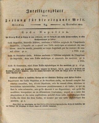 Zeitung für die elegante Welt Dienstag 29. Dezember 1807