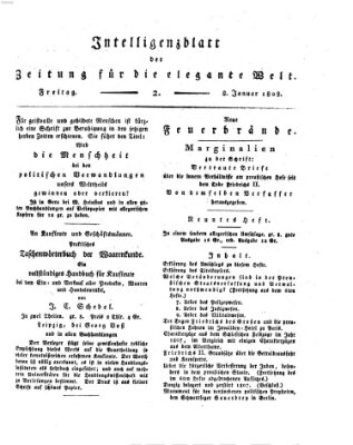 Zeitung für die elegante Welt Samstag 9. Januar 1808