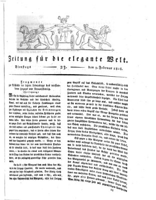 Zeitung für die elegante Welt Dienstag 9. Februar 1808