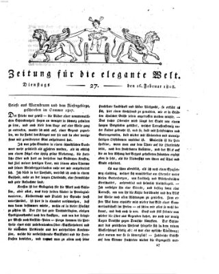 Zeitung für die elegante Welt Dienstag 16. Februar 1808