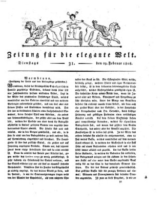 Zeitung für die elegante Welt Dienstag 23. Februar 1808