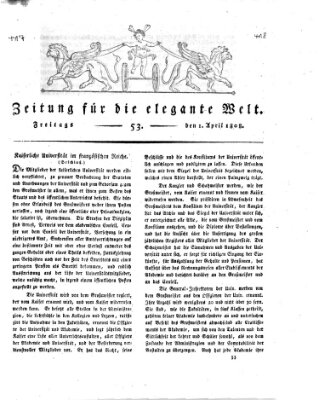 Zeitung für die elegante Welt Freitag 1. April 1808