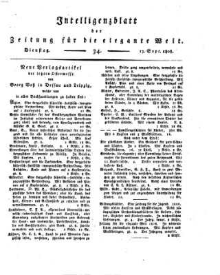 Zeitung für die elegante Welt Dienstag 13. September 1808