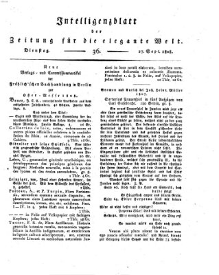 Zeitung für die elegante Welt Dienstag 27. September 1808