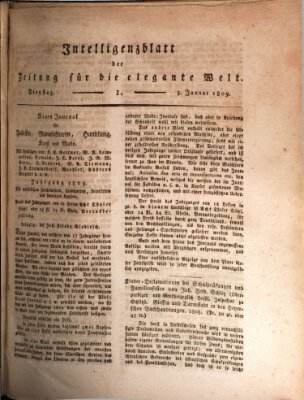 Zeitung für die elegante Welt Dienstag 3. Januar 1809