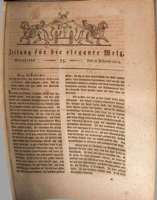 Zeitung für die elegante Welt Samstag 18. Februar 1809