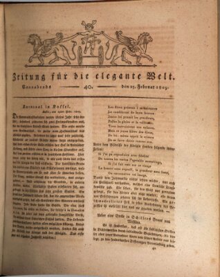 Zeitung für die elegante Welt Samstag 25. Februar 1809