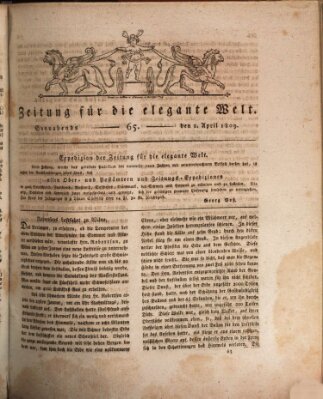 Zeitung für die elegante Welt Samstag 1. April 1809