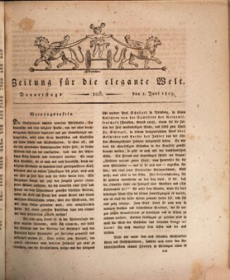 Zeitung für die elegante Welt Donnerstag 1. Juni 1809