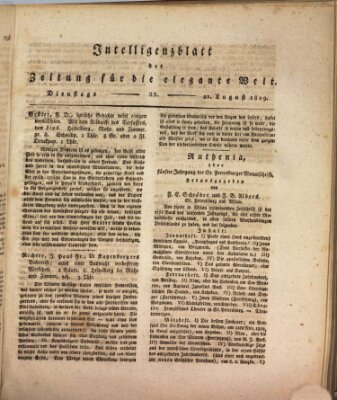 Zeitung für die elegante Welt Dienstag 22. August 1809