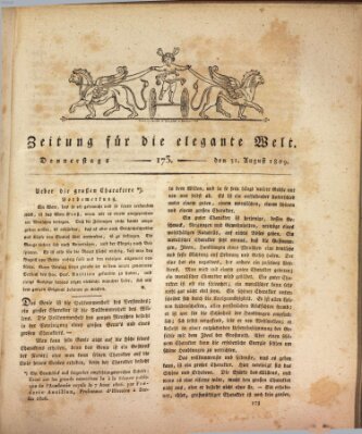 Zeitung für die elegante Welt Donnerstag 31. August 1809