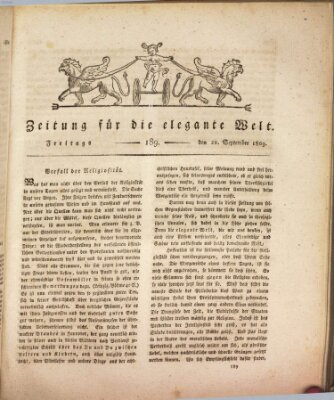 Zeitung für die elegante Welt Freitag 22. September 1809