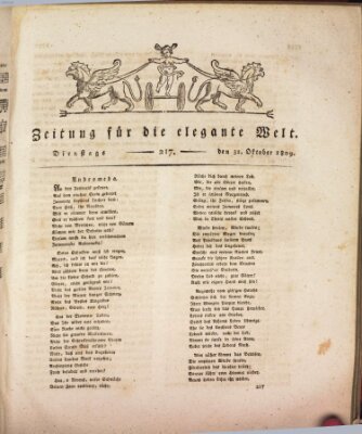 Zeitung für die elegante Welt Dienstag 31. Oktober 1809