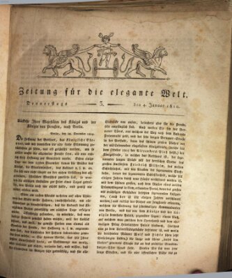 Zeitung für die elegante Welt Donnerstag 4. Januar 1810