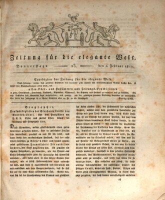 Zeitung für die elegante Welt Donnerstag 1. Februar 1810