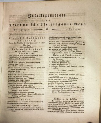 Zeitung für die elegante Welt Dienstag 3. April 1810