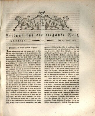 Zeitung für die elegante Welt Dienstag 10. April 1810