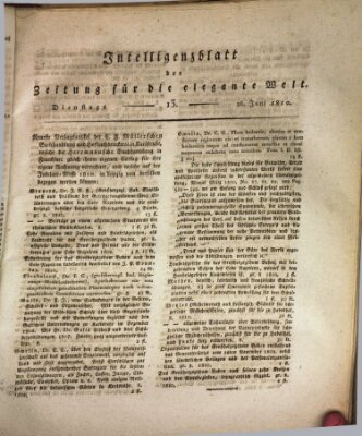 Zeitung für die elegante Welt Dienstag 26. Juni 1810