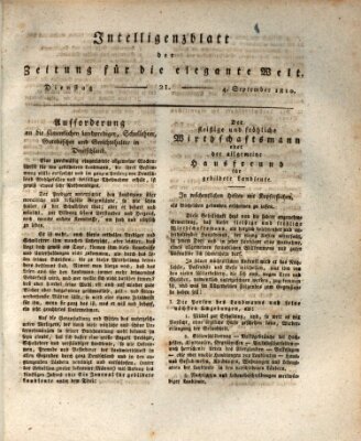 Zeitung für die elegante Welt Dienstag 4. September 1810