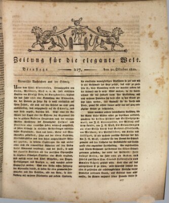 Zeitung für die elegante Welt Dienstag 30. Oktober 1810